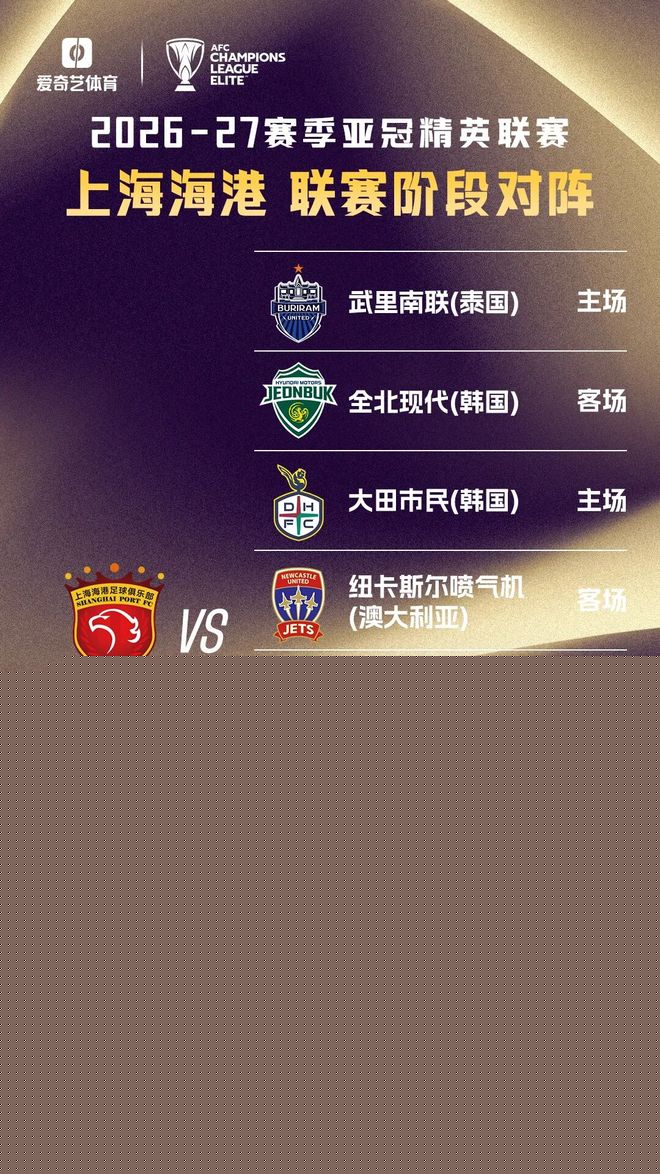 26/27亚冠对阵出炉：海港国安对手一样主客对调 申花二级联赛战日本杯冠军
